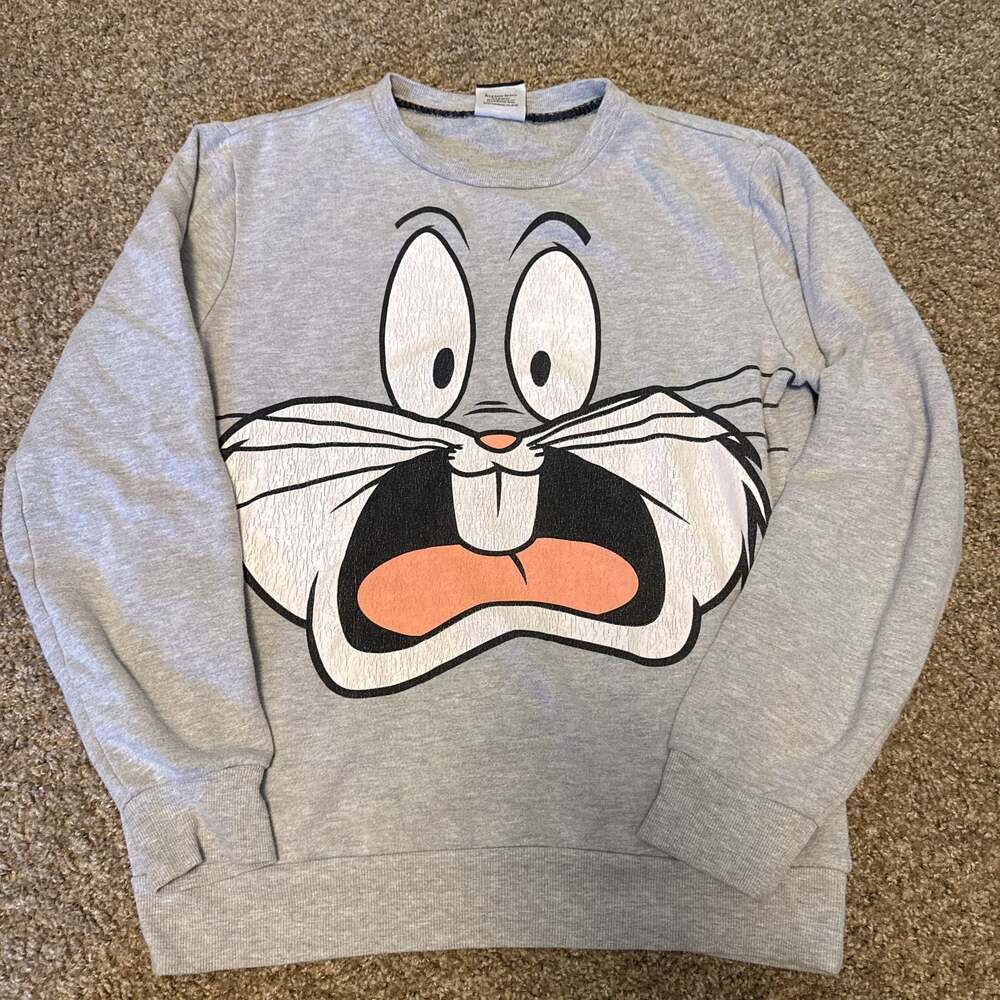 VTG Looney Tunes Jerry Leigh Excited Scared Face Bugs Bunny Sweatshirt
